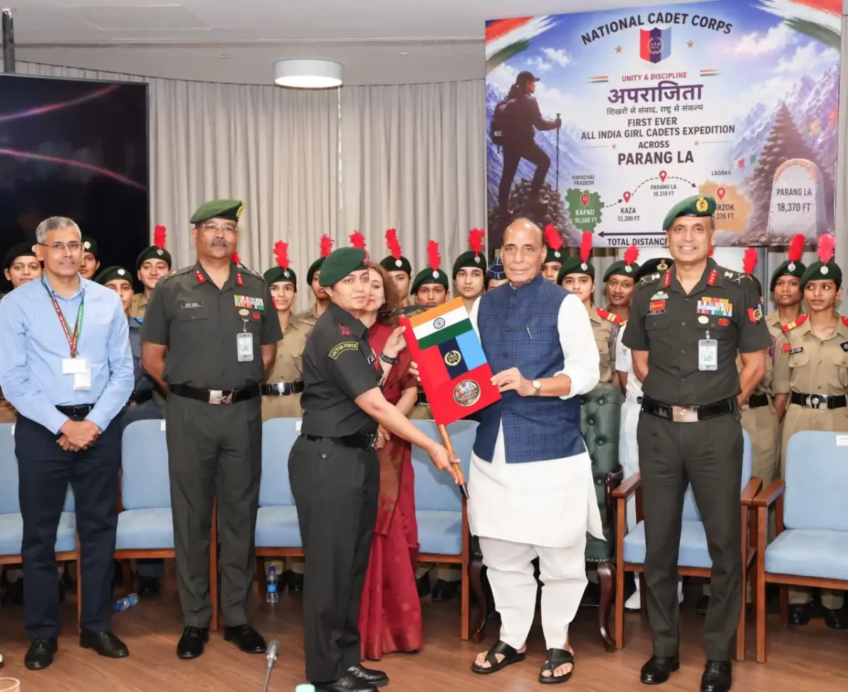 Rajnath Singh with Officers