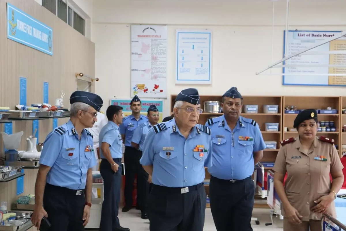 Air Marshal Vivek Hande Reviewing
