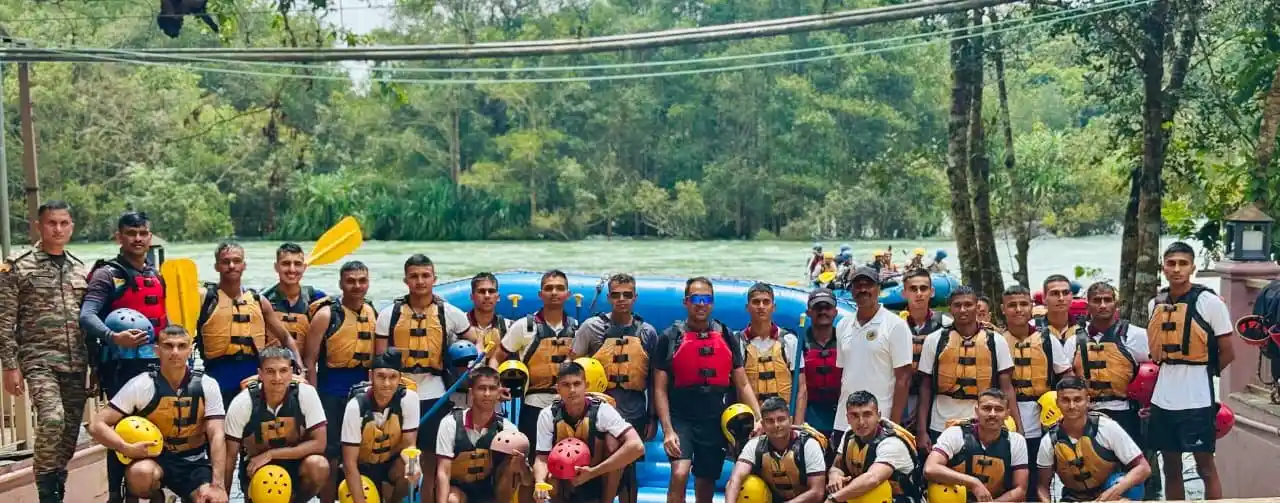Cadets Doing River Rafting