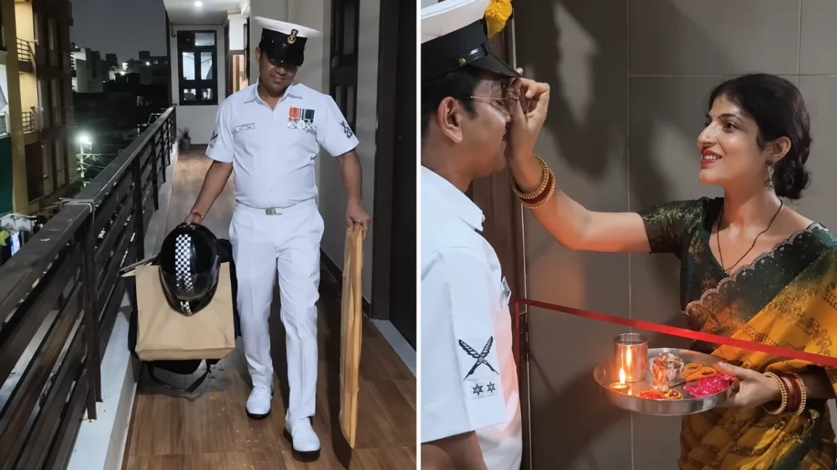 Indian Navy Petty Officer Gets Heartwarming Welcome From Wife After 15 Years of Service