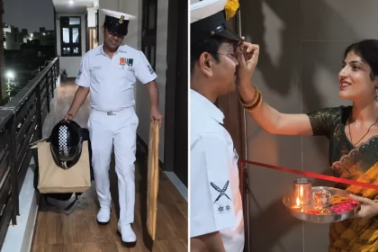 Indian Navy Petty Officer Gets Heartwarming Welcome From Wife After 15 Years of Service