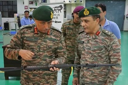 Lieutenant General Sandeep Jain Reviewing Rifle