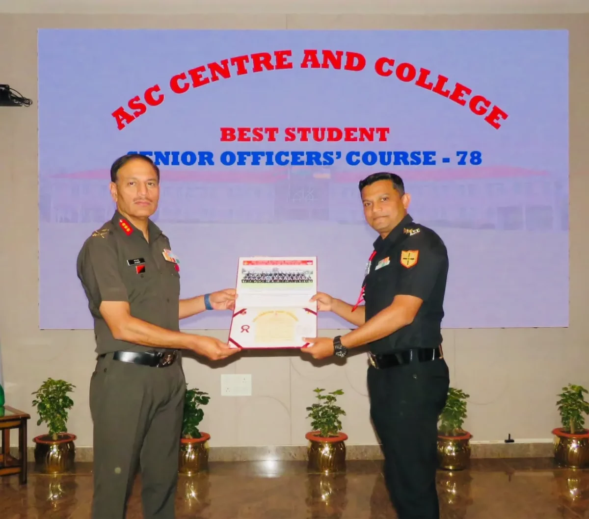 Lt Colonel Pratik S Fule Named Best Student as Senior Officers’ Course Concludes at ASC Centre & College Bengaluru