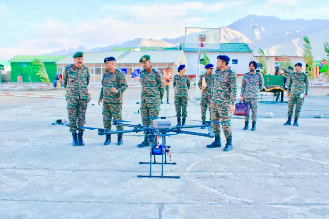 Lt Gen Rajiv Kumar Sahni Reviewing Drones