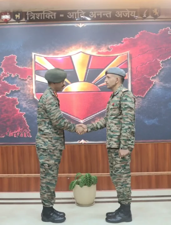 Lt Gen VMB Krishnan Shaking Hands with Officers