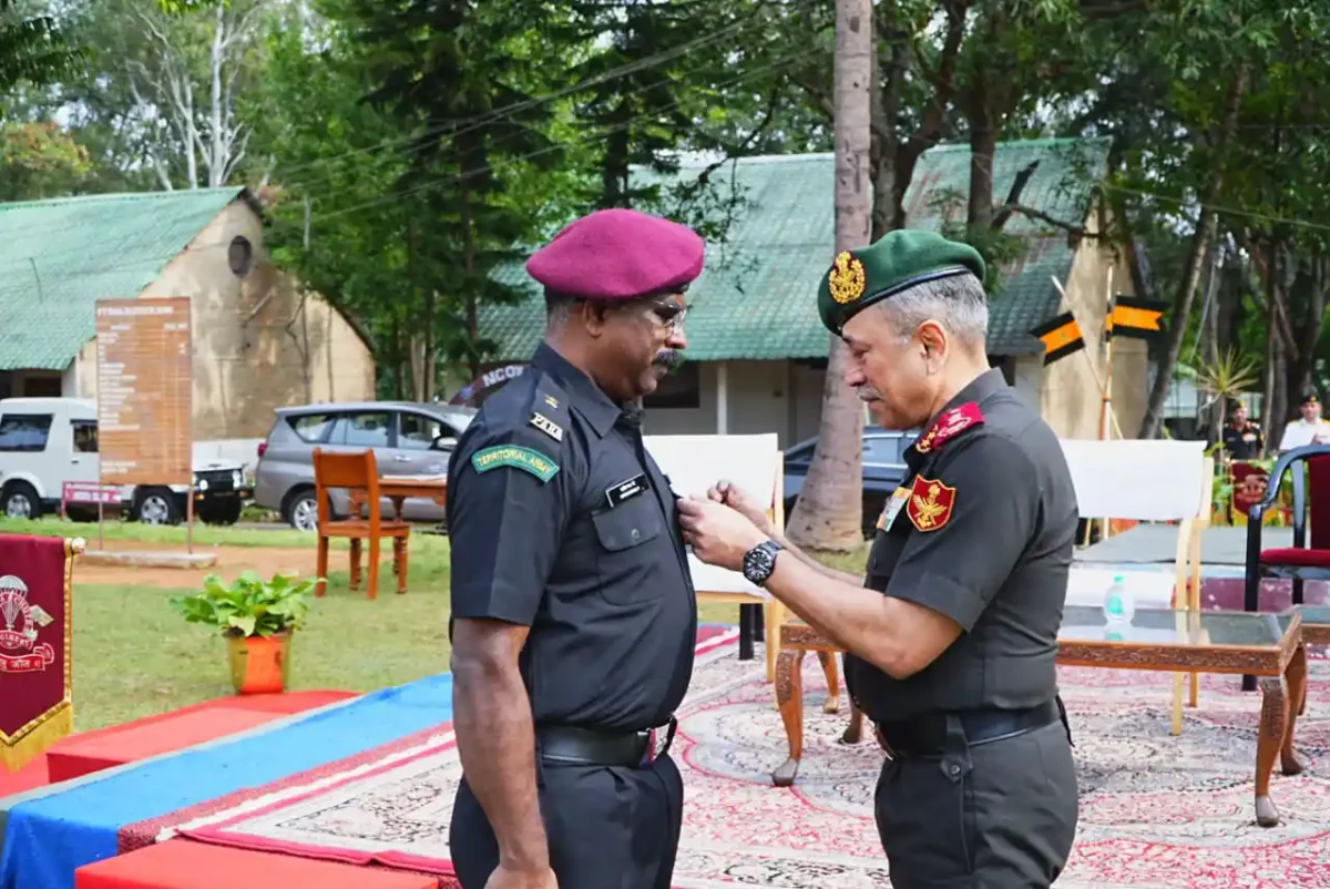 Major Manivannan, IAS, Honoured with CDS Commendation Card for Distinguished Territorial Army Service