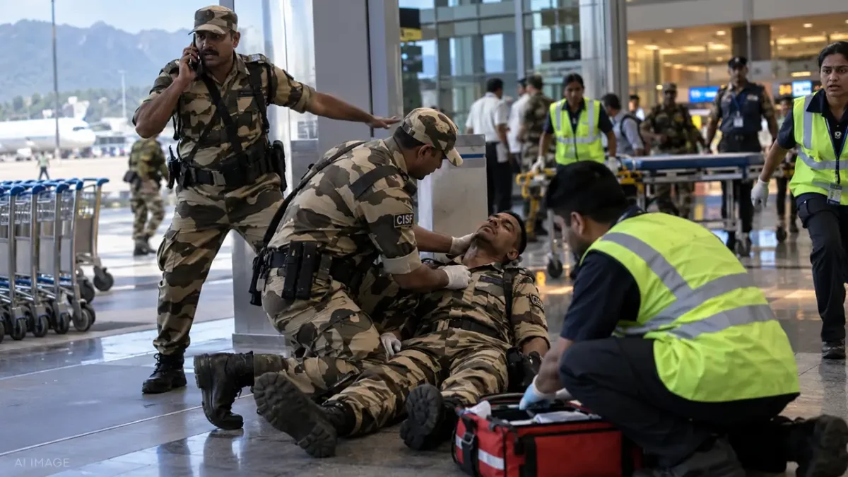 AI-generated image for representation purposes only. cisf jawan shoots himself
