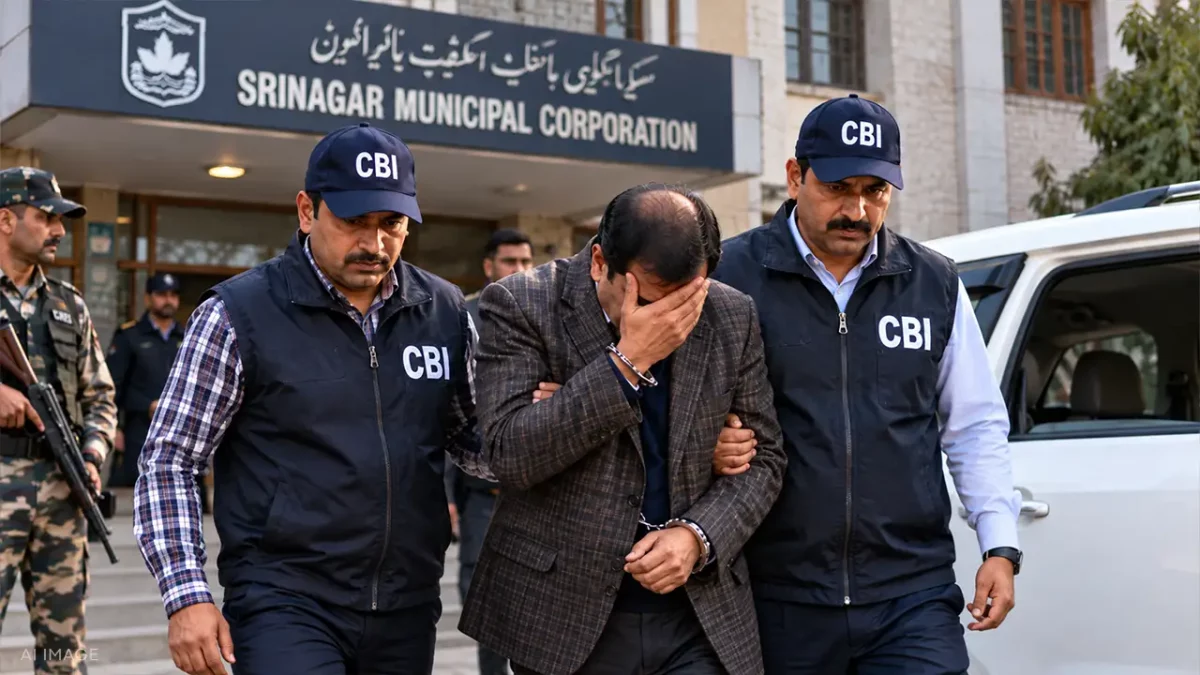 CBI Escort Outside Srinagar Municipal Corporation