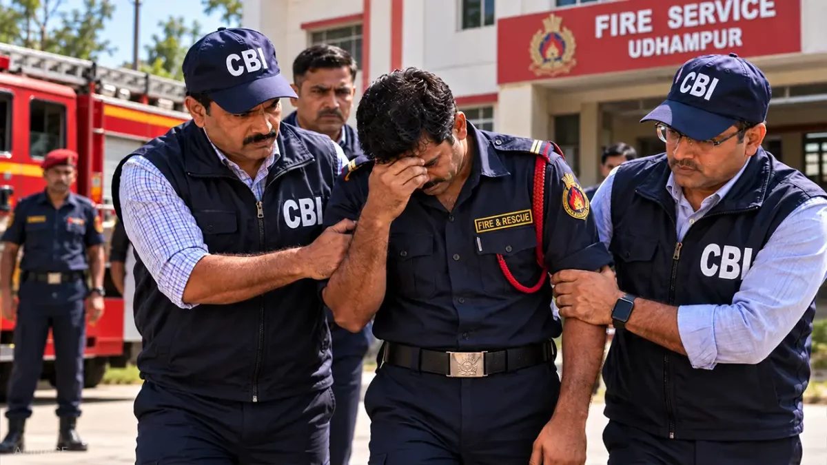Firefighter Escorted Outside Udhampur Station