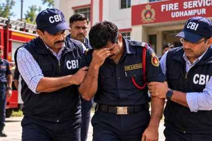 Firefighter Escorted Outside Udhampur Station