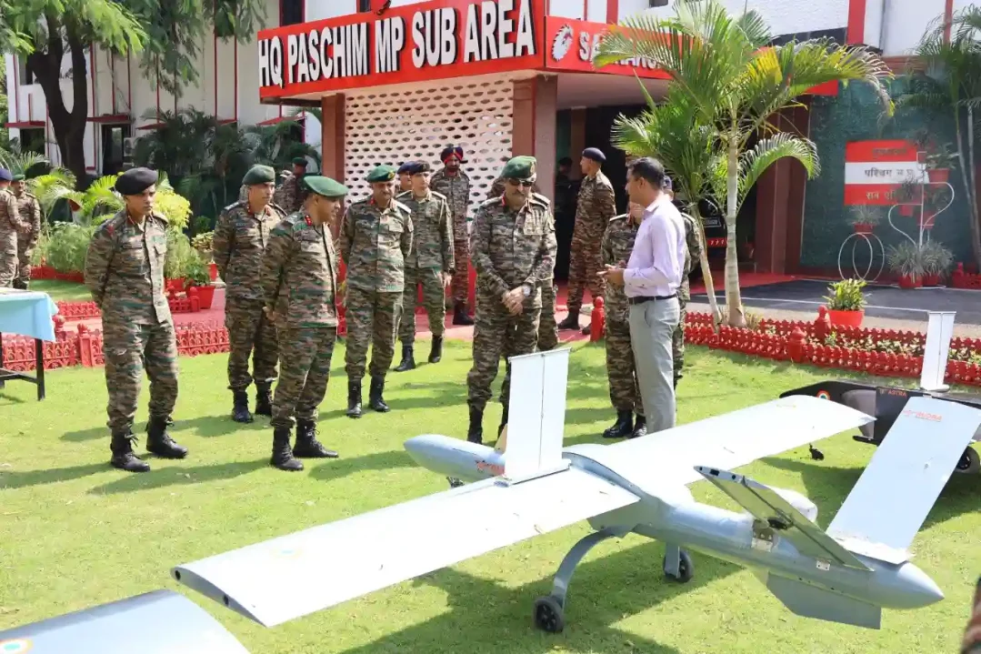 Lt Gen Rajesh Pushkar Reviewing Drone