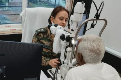 Officer Checking Eyes